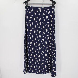 Reformation bea midi skirt Women's 6 Splatter A-Line back zip viscose rayon blue